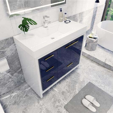 Ashley 42 Inch Freestanding Bathroom Vanity With Reinforced Acrylic Sink, 4 Drawers & 2 Doors - BUILDMYPLACE