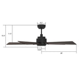 Aspen 52" In. Black/Walnut 5 Blade Smart Ceiling Fan with Dimmable LED Light Kit Works with Remote Control, Wi - Fi apps and Voice control via Google Assistant/Alexa/Siri - BUILDMYPLACE