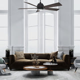 Aspen 52" In. Black/Walnut 5 Blade Smart Ceiling Fan with Dimmable LED Light Kit Works with Remote Control, Wi - Fi apps and Voice control via Google Assistant/Alexa/Siri - BUILDMYPLACE