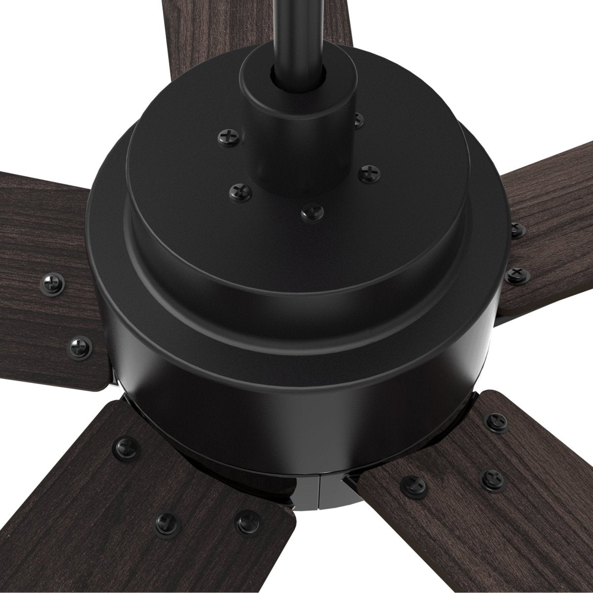 Aspen 52" In. Black/Walnut 5 Blade Smart Ceiling Fan with Dimmable LED Light Kit Works with Remote Control, Wi - Fi apps and Voice control via Google Assistant/Alexa/Siri - BUILDMYPLACE