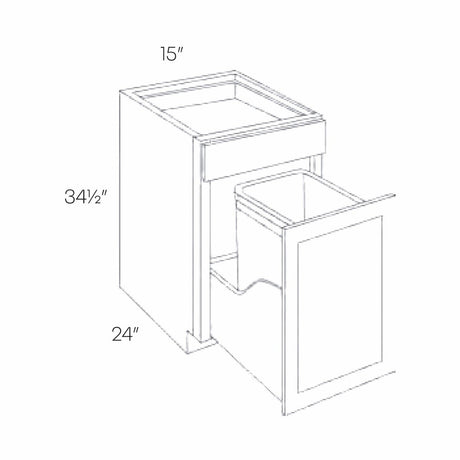 Assembled - Park Avenue White - Waste Basket Cabinet | 15"W x 34.5"H x 24"D - BUILDMYPLACE