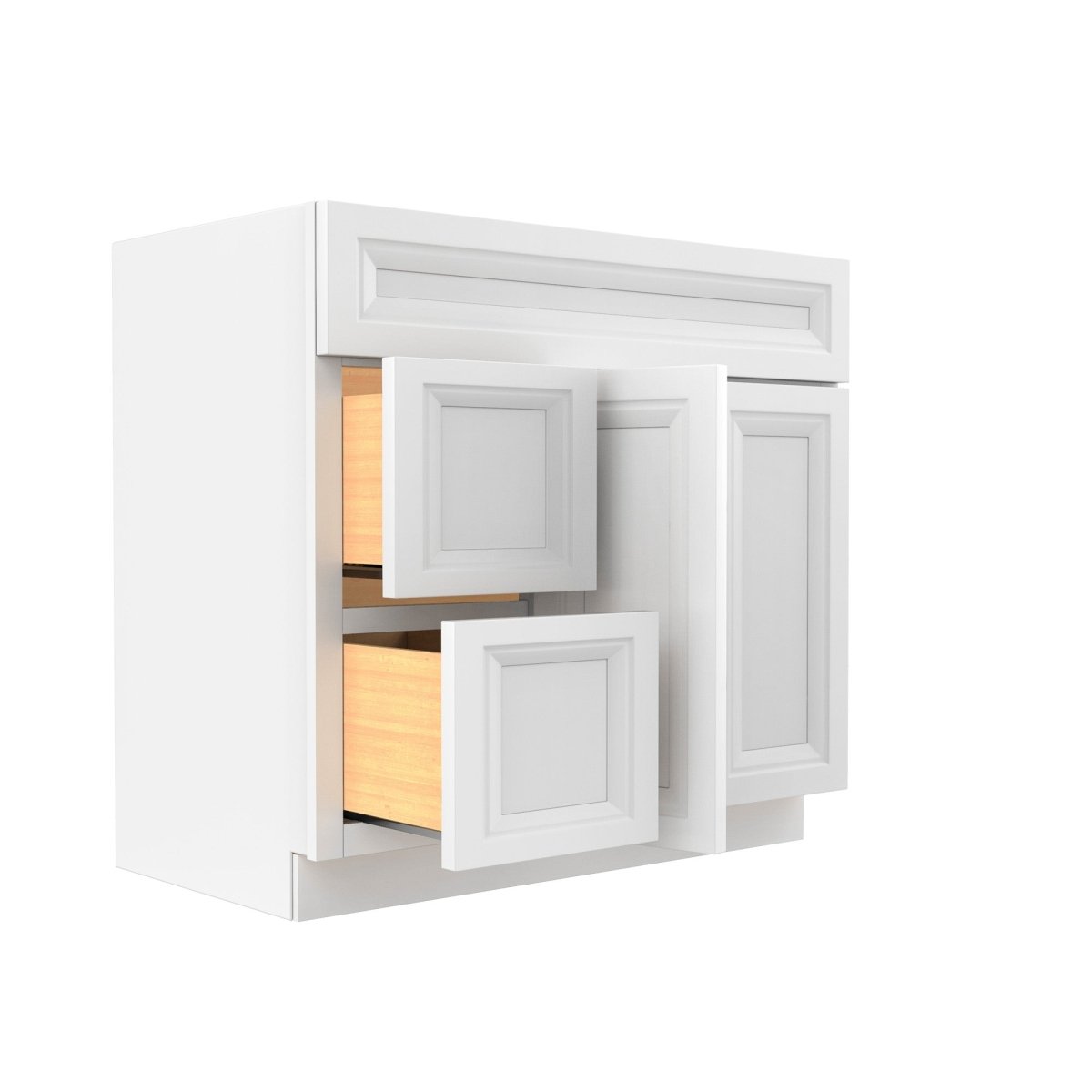 Assembled - Richmond White - 2 Door 2 Drawer Vanity Sink Base Cabinet | 36"W x 34.5"H x 21"D - BUILDMYPLACE