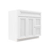 Assembled - Richmond White - 2 Door 2 Drawer Vanity Sink Base Cabinet | 36"W x 34.5"H x 21"D - BUILDMYPLACE