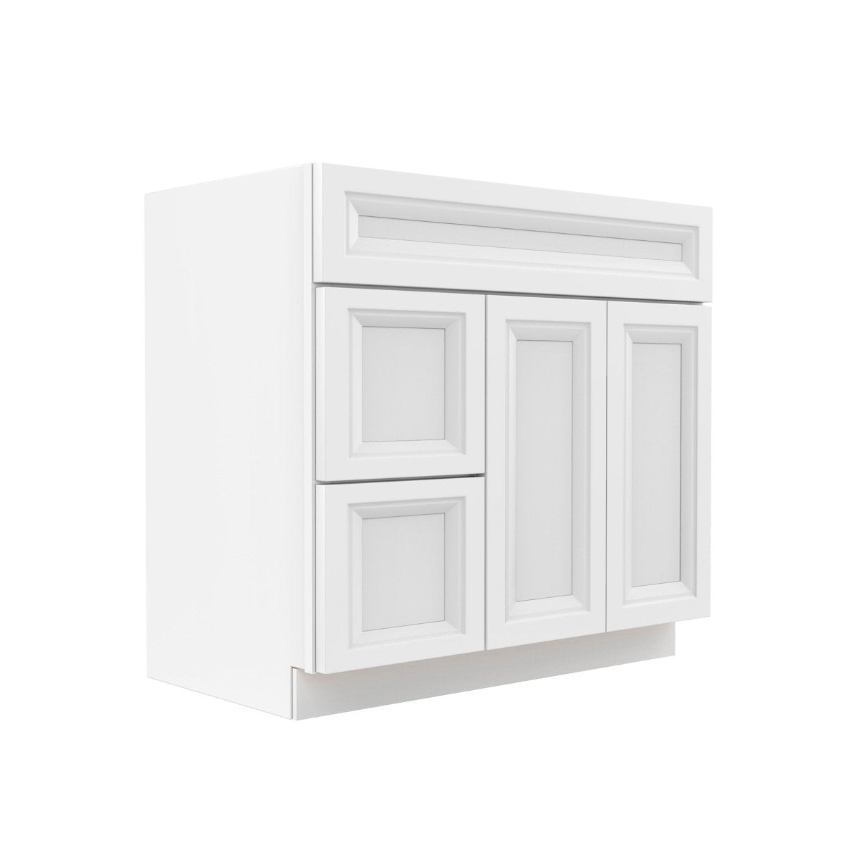 Assembled - Richmond White - 2 Door 2 Drawer Vanity Sink Base Cabinet | 36"W x 34.5"H x 21"D - BUILDMYPLACE