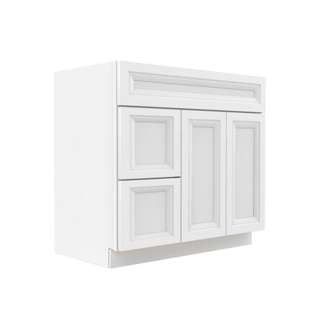 Assembled - Richmond White - 2 Door 2 Drawer Vanity Sink Base Cabinet | 36"W x 34.5"H x 21"D - BUILDMYPLACE