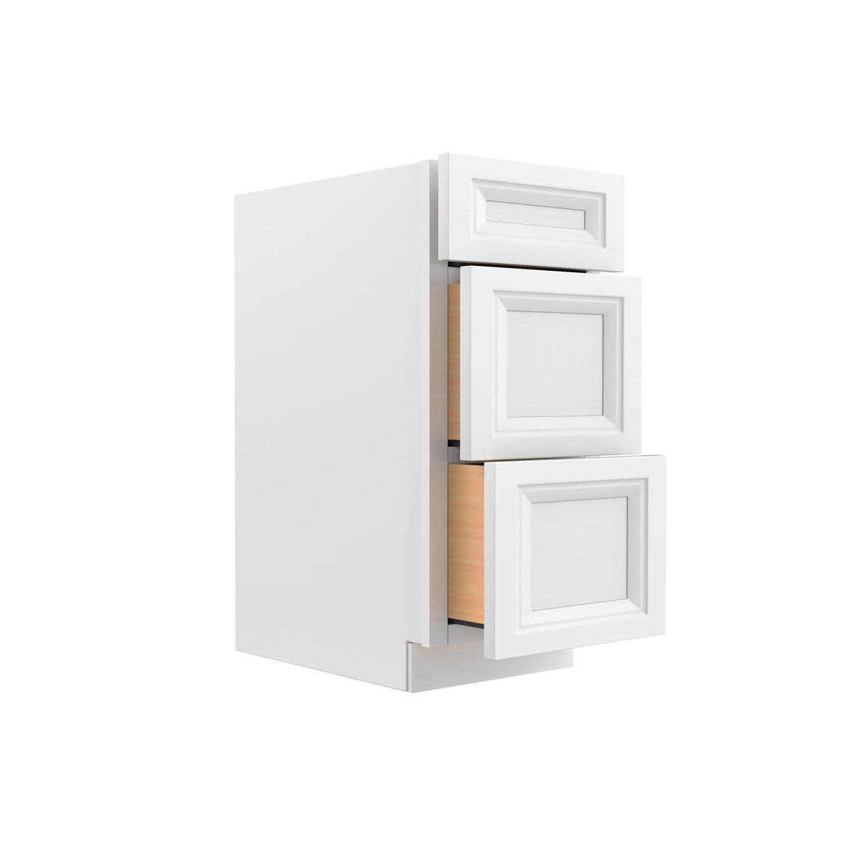 Assembled - Richmond White - 3 Drawer Base Cabinet | 15"W x 34.5"H x 24"D - BUILDMYPLACE