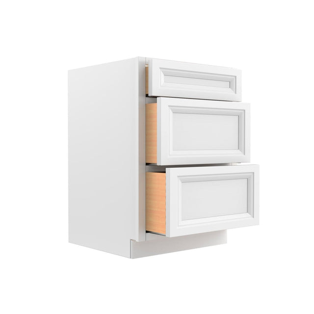 Assembled - Richmond White - 3 Drawer Base Cabinet | 24"W x 34.5"H x 24"D - BUILDMYPLACE