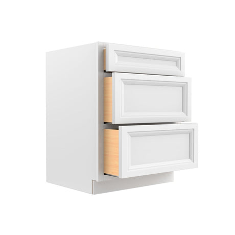 Assembled - Richmond White - 3 Drawer Base Cabinet | 27"W x 34.5"H x 24"D - BUILDMYPLACE