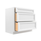 Assembled - Richmond White - 3 Drawer Base Cabinet | 36"W x 34.5"H x 24"D - BUILDMYPLACE