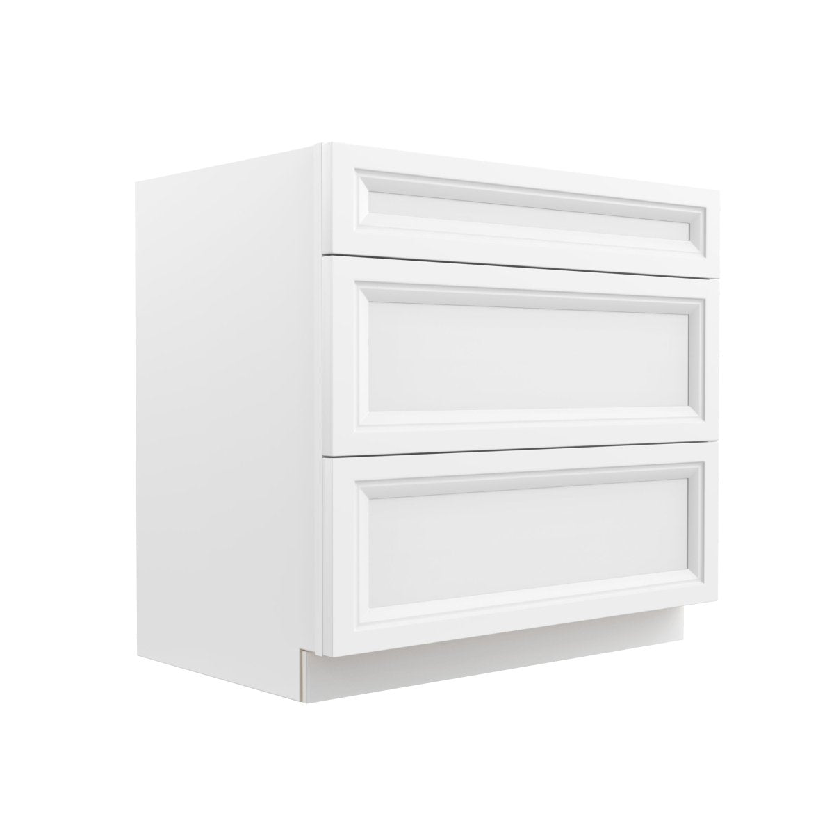 Assembled - Richmond White - 3 Drawer Base Cabinet | 36"W x 34.5"H x 24"D - BUILDMYPLACE