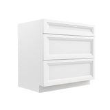 Assembled - Richmond White - 3 Drawer Base Cabinet | 36"W x 34.5"H x 24"D - BUILDMYPLACE