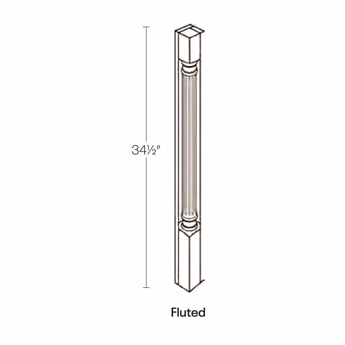 Assembled - Richmond White - Corner Post - Fluted| 3"W x 34.5"H x 3"D - BUILDMYPLACE