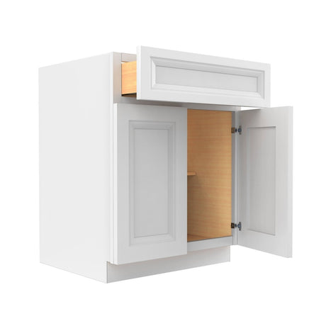 Assembled - Richmond White - Double Door & Drawer Base Cabinet | 27"W x 34.5"H x 24"D - BUILDMYPLACE