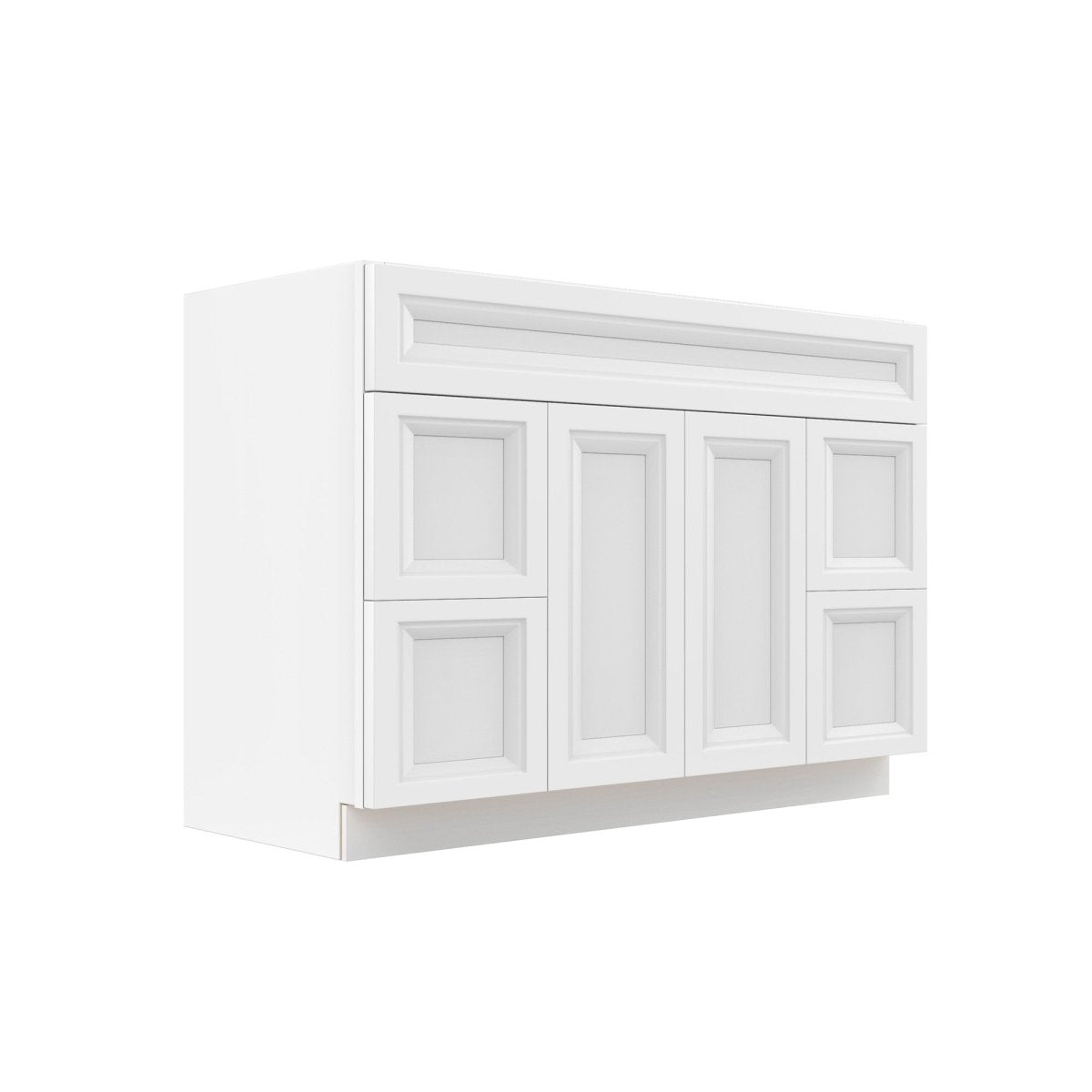 Assembled - Richmond White - Double Door & Drawer Vanity Sink Base Cabinet | 48"W x 34.5"H x 21"D - BUILDMYPLACE