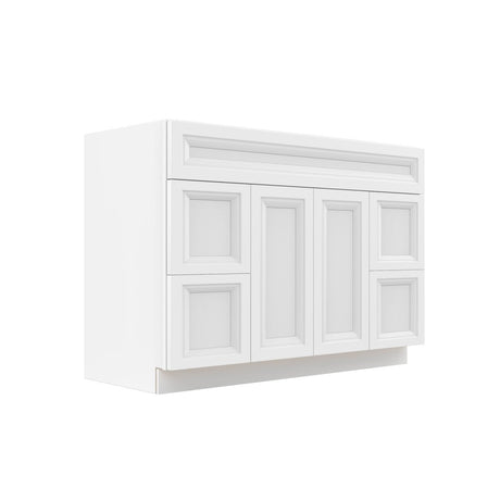 Assembled - Richmond White - Double Door & Drawer Vanity Sink Base Cabinet | 48"W x 34.5"H x 21"D - BUILDMYPLACE