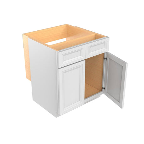 Assembled - Richmond White - Double Door Handicap Removable Sink Base Cabinet | 30"W x 34.5"H x 24"D - BUILDMYPLACE