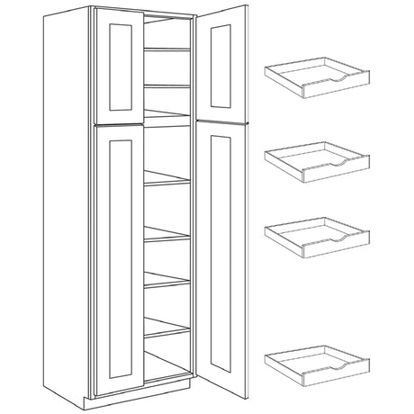 Assembled - Richmond White - Double Door Utility Cabinet | 24"W x 84"H x 24"D - BUILDMYPLACE