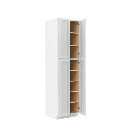 Assembled - Richmond White - Double Door Utility Cabinet | 24"W x 90"H x 24"D - BUILDMYPLACE