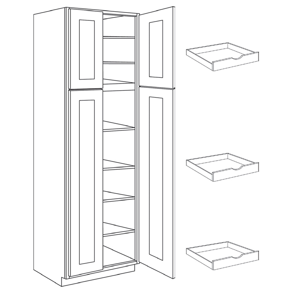 Assembled - Richmond White - Double Door Utility Cabinet | 24"W x 96"H x 24"D - BUILDMYPLACE