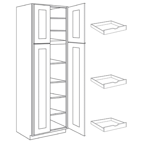 Assembled - Richmond White - Double Door Utility Cabinet | 24"W x 96"H x 24"D - BUILDMYPLACE