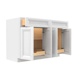 Assembled - Richmond White - Double Drawer & 4 Door Base Cabinet | 48"W x 34.5"H x 24"D - BUILDMYPLACE