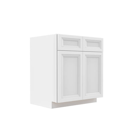 Assembled - Richmond White - Double Drawer & Door Base Cabinet | 30"W x 34.5"H x 24"D - BUILDMYPLACE