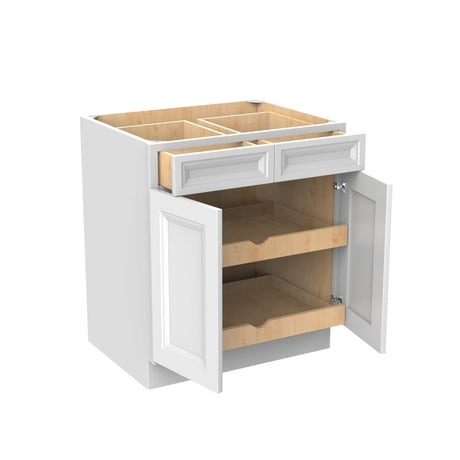 Assembled - Richmond White - Double Drawer & Door Base Cabinet | 30"W x 34.5"H x 24"D - BUILDMYPLACE