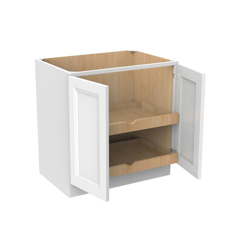 Assembled - Richmond White - Double Drawer & Door Base Cabinet | 33"W x 34.5"H x 24"D - BUILDMYPLACE