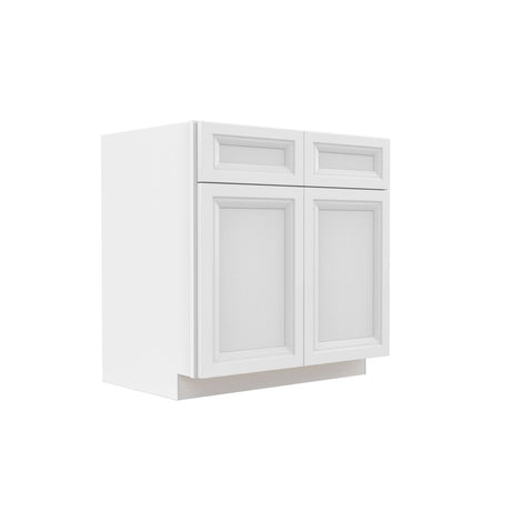 Assembled - Richmond White - Double Drawer & Door Base Cabinet | 33"W x 34.5"H x 24"D - BUILDMYPLACE