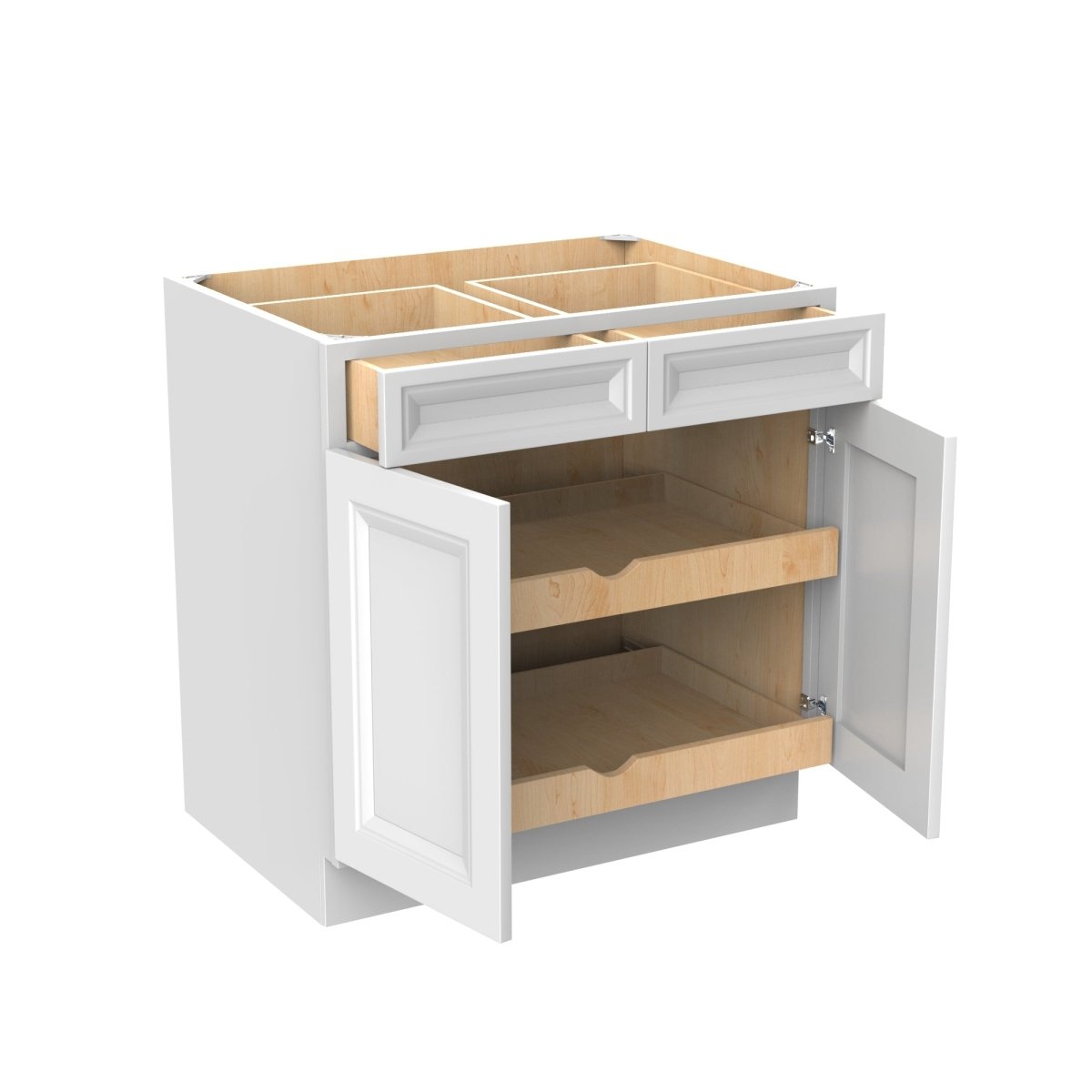 Assembled - Richmond White - Double Drawer & Door Base Cabinet | 33"W x 34.5"H x 24"D - BUILDMYPLACE