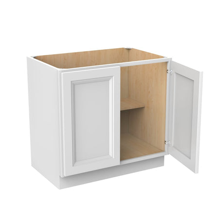 Assembled - Richmond White - Double Drawer & Door Base Cabinet | 36"W x 34.5"H x 24"D - BUILDMYPLACE