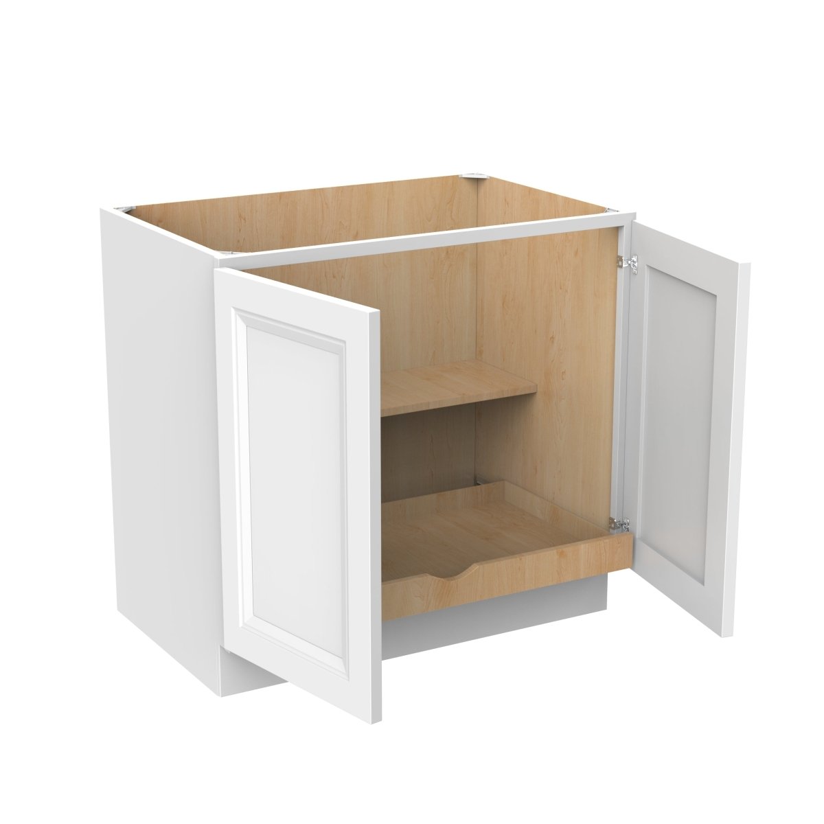 Assembled - Richmond White - Double Drawer & Door Base Cabinet | 36"W x 34.5"H x 24"D - BUILDMYPLACE