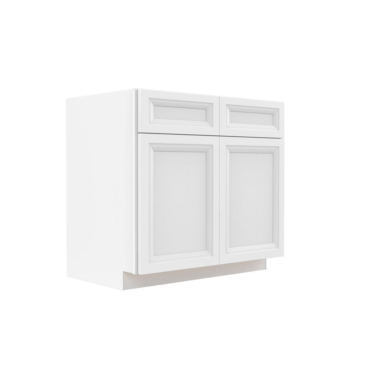 Assembled - Richmond White - Double Drawer & Door Base Cabinet | 36"W x 34.5"H x 24"D - BUILDMYPLACE