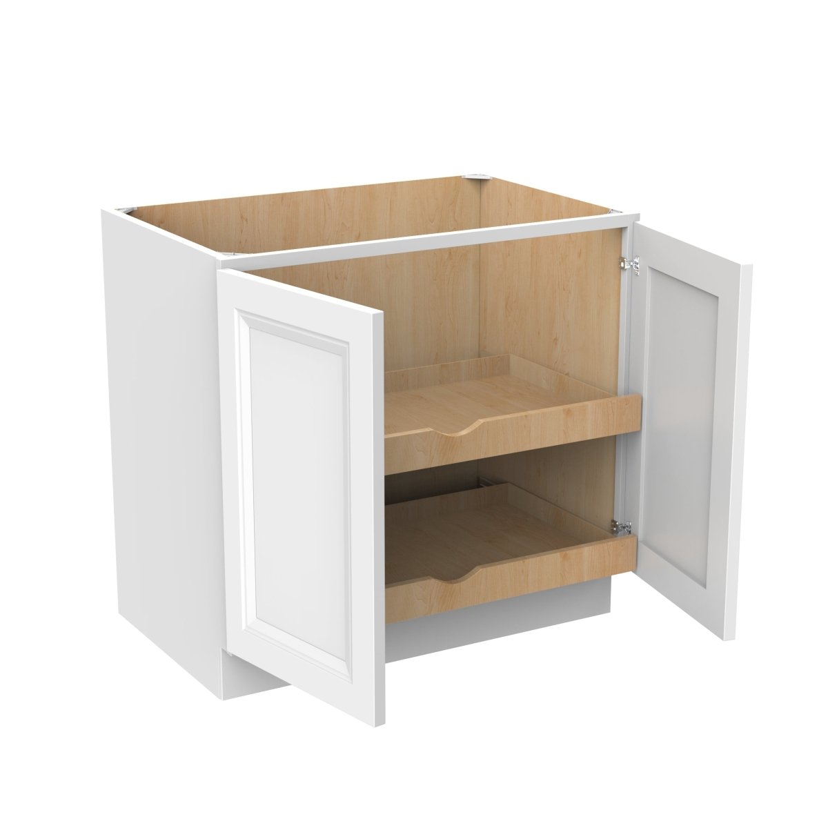 Assembled - Richmond White - Double Drawer & Door Base Cabinet | 36"W x 34.5"H x 24"D - BUILDMYPLACE