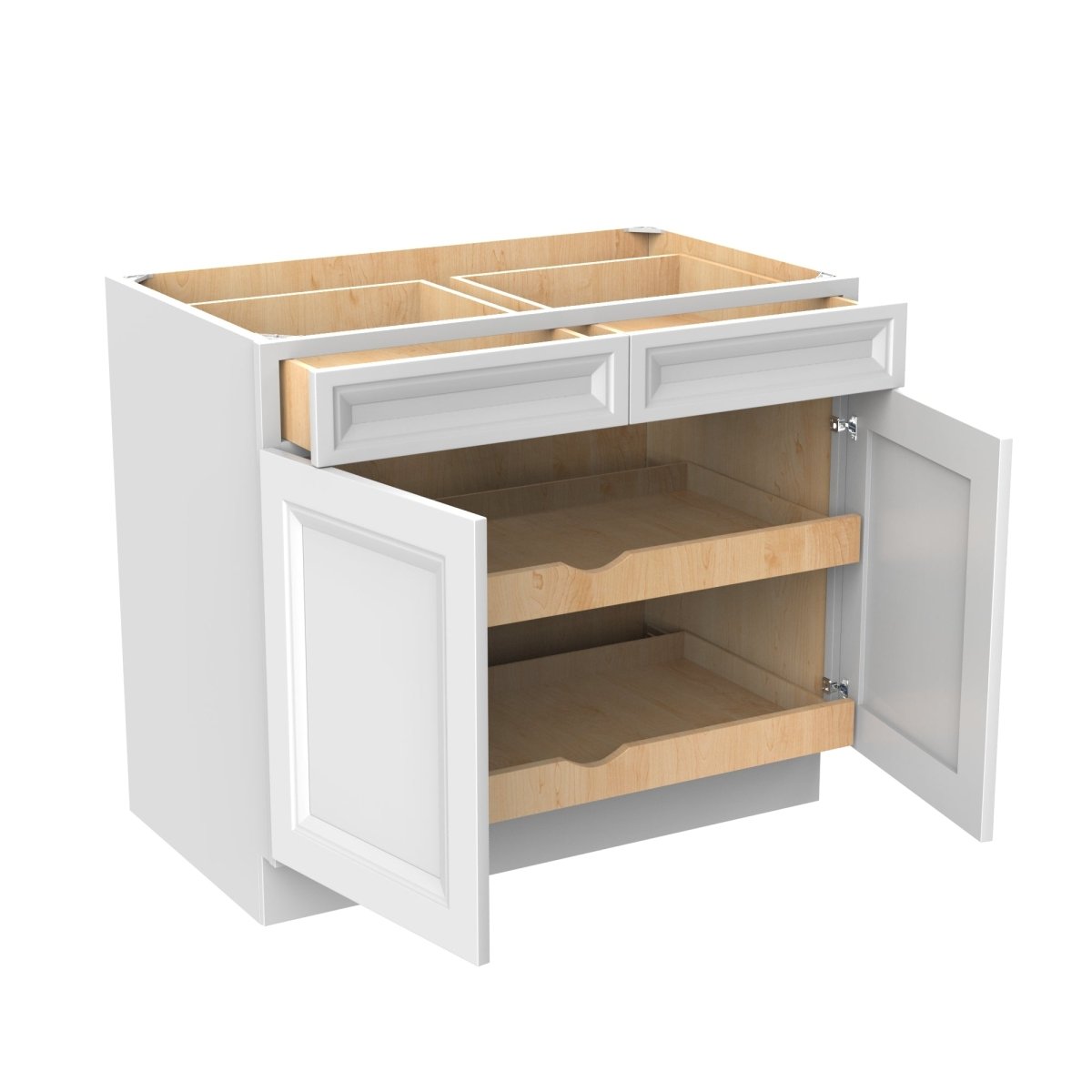 Assembled - Richmond White - Double Drawer & Door Base Cabinet | 39"W x 34.5"H x 24"D - BUILDMYPLACE