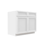 Assembled - Richmond White - Double Drawer & Door Base Cabinet | 39"W x 34.5"H x 24"D - BUILDMYPLACE