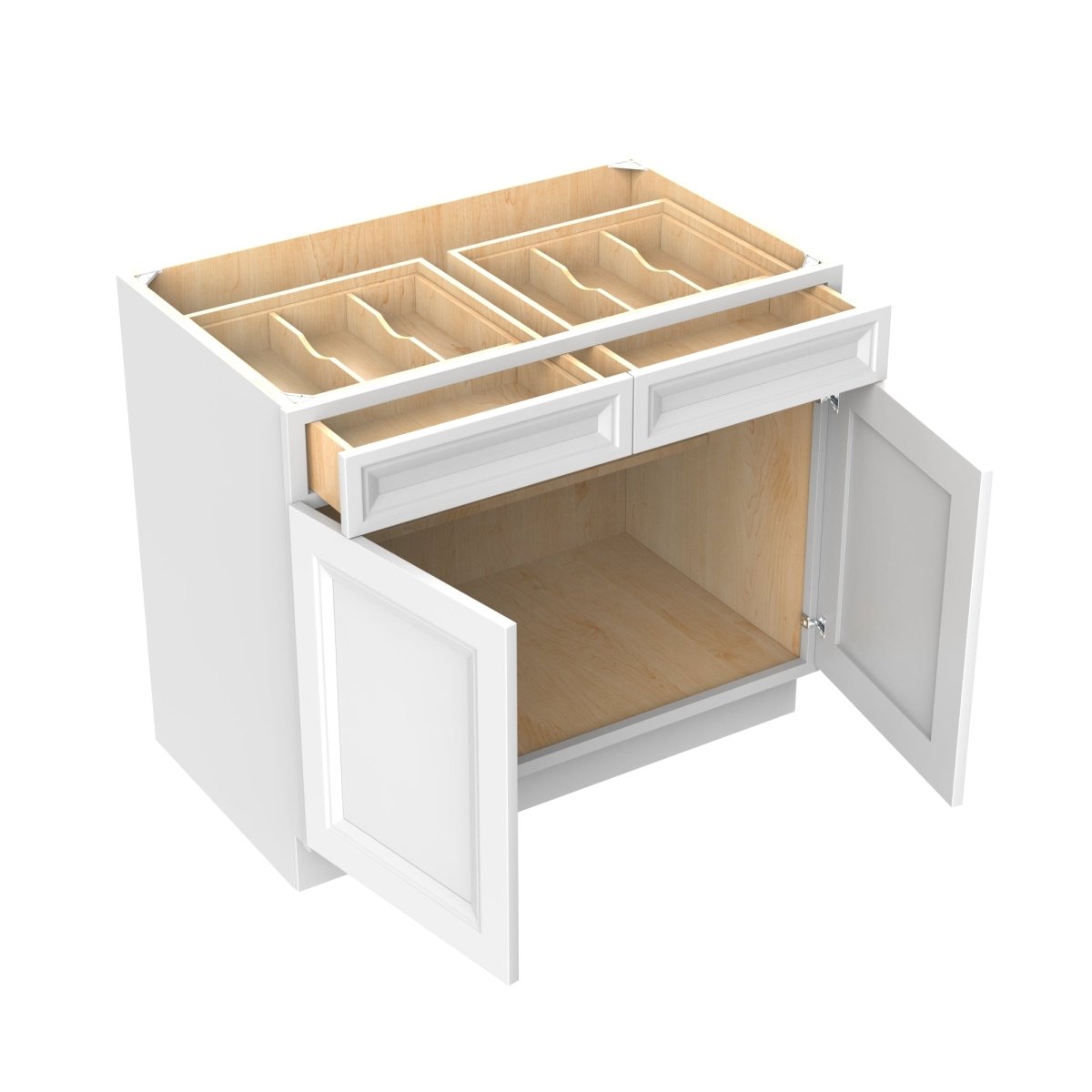 Assembled - Richmond White - Double Drawer & Door Base Cabinet | 39"W x 34.5"H x 24"D - BUILDMYPLACE