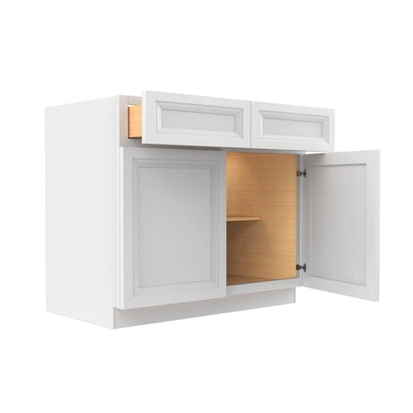 Assembled - Richmond White - Double Drawer & Door Base Cabinet | 39"W x 34.5"H x 24"D - BUILDMYPLACE