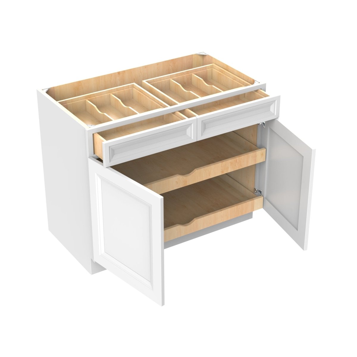 Assembled - Richmond White - Double Drawer & Door Base Cabinet | 42"W x 34.5"H x 24"D - BUILDMYPLACE