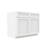 Assembled - Richmond White - Double Drawer & Door Base Cabinet | 42"W x 34.5"H x 24"D - BUILDMYPLACE