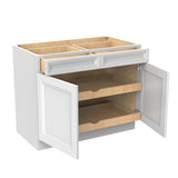 Assembled - Richmond White - Double Drawer & Door Base Cabinet | 42"W x 34.5"H x 24"D - BUILDMYPLACE