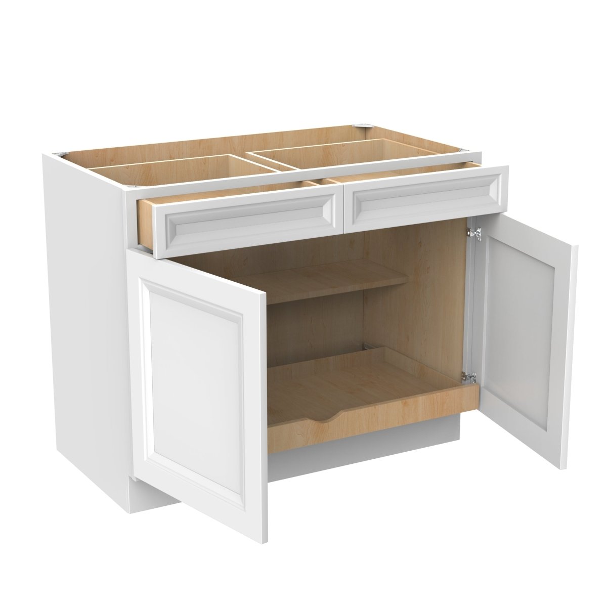 Assembled - Richmond White - Double Drawer & Door Base Cabinet | 42"W x 34.5"H x 24"D - BUILDMYPLACE