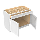 Assembled - Richmond White - Double Drawer & Door Base Cabinet | 42"W x 34.5"H x 24"D - BUILDMYPLACE