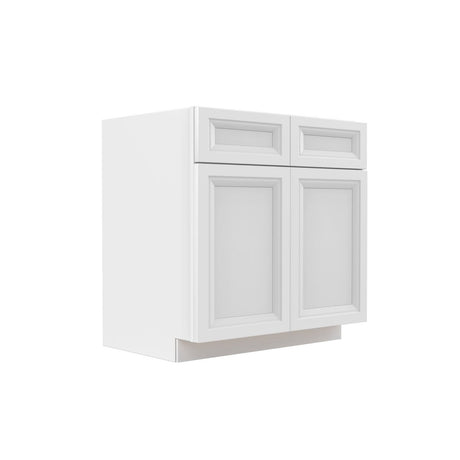 Assembled - Richmond White - Double Drawer Front 2 Door Sink Base Cabinet | 33"W x 34.5"H x 24"D - BUILDMYPLACE