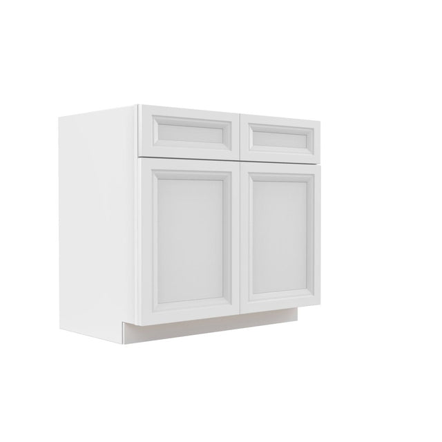 Assembled - Richmond White - Double Drawer Front 2 Door Sink Base Cabinet | 39"W x 34.5"H x 24"D - BUILDMYPLACE