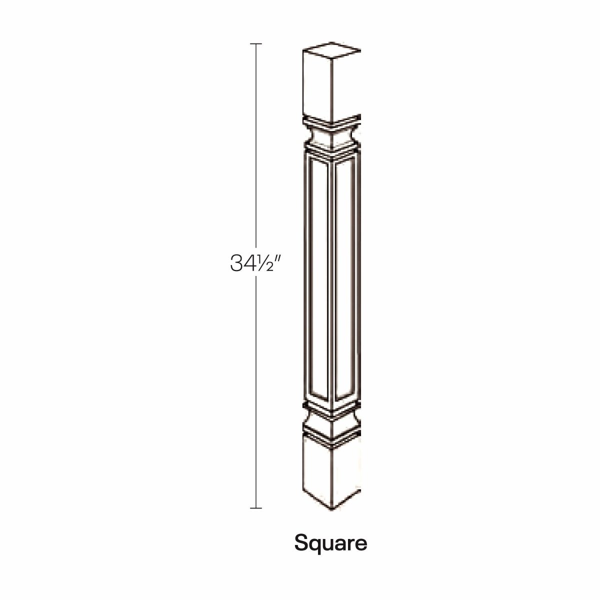 Assembled - Richmond White - Post - Square | 3"W x 34.5"H x 3"D - BUILDMYPLACE