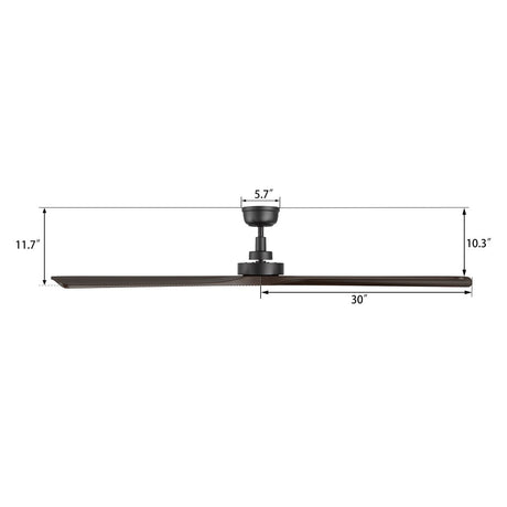 ATHENA 60 inch 3 - Blade No Light Ceiling Fan with Remote - LEDMyPlace