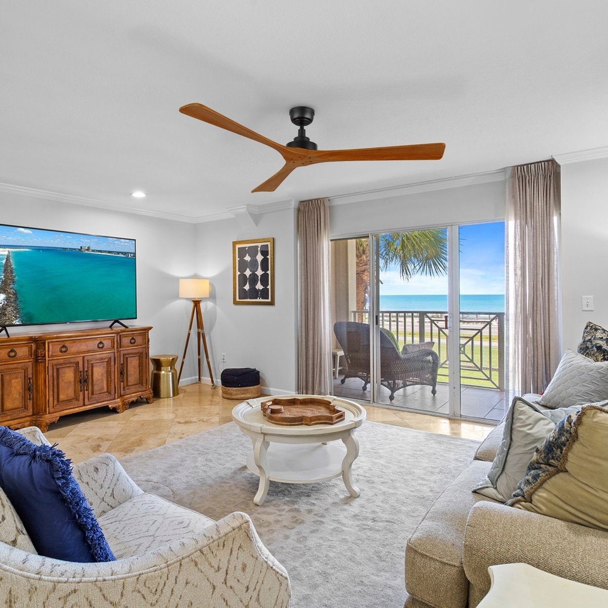 ATHENA 60 inch 3 - Blade No Light Ceiling Fan with Remote - LEDMyPlace