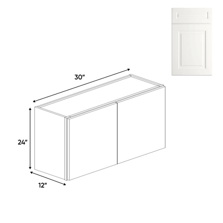 Atlas Blanco - 24" Height Double Door Wall Cabinets - 36"W x 24"H x 12"D - Pre Assembled - BUILDMYPLACE