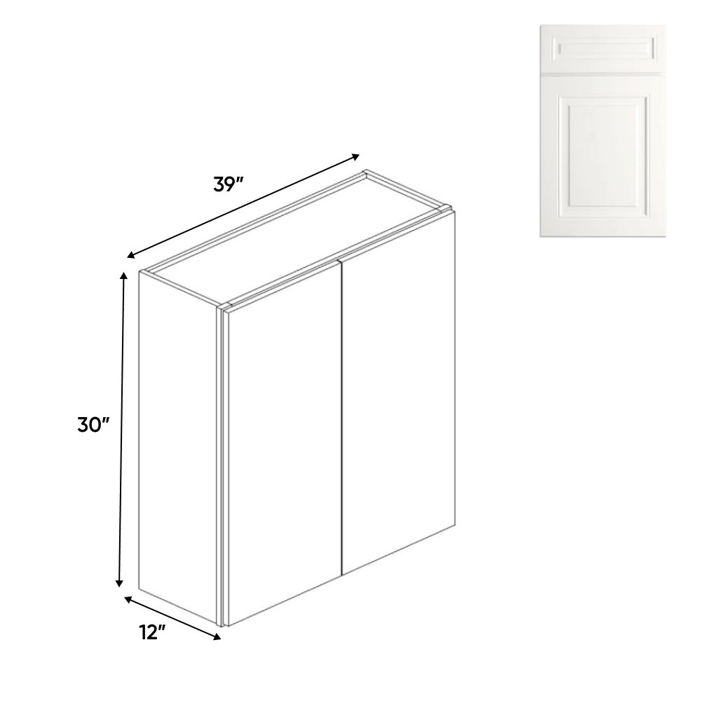 Atlas Blanco - 30" Height Double Door Wall Cabinets - 39"W x 30"H x 12"D - Pre Assembled - BUILDMYPLACE